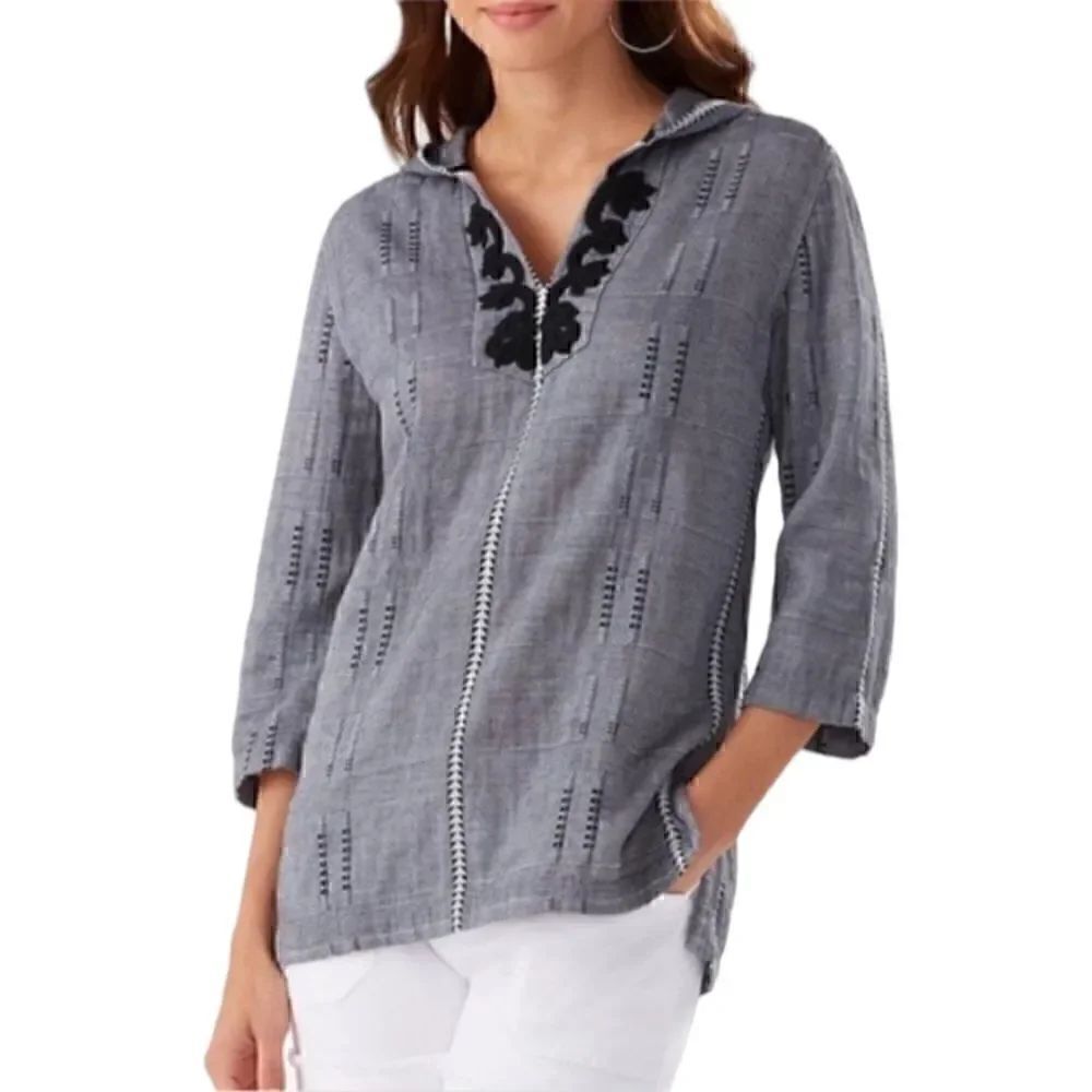 Tommy Bahama Maribella Stripe Baja Hoodie Three Quarter Sleeve
